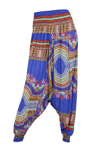 Pantalones-de-un-harn-Baggy-Drop-entrepierna-Dashiki-diseos-African-2-Blue-Talla-nica-0