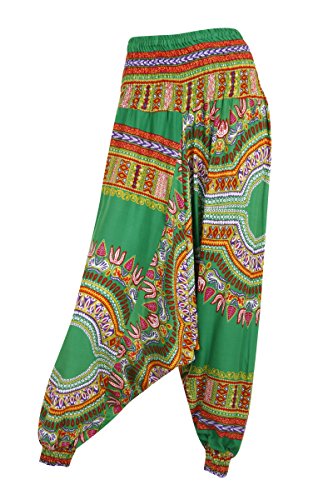 Pantalones-de-un-harn-Baggy-Drop-entrepierna-Dashiki-diseos-African-2-Green-Talla-nica-0