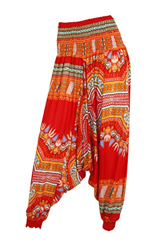 Pantalones-de-un-harn-Baggy-Drop-entrepierna-Dashiki-diseos-African-2-Red-Talla-nica-0