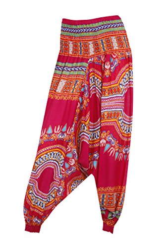 Pantalones-de-un-harn-Baggy-Drop-entrepierna-Dashiki-diseos-African-2-Rose-Talla-nica-0