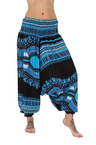 Pantalones-de-un-harn-Baggy-Drop-entrepierna-Dashiki-diseos-African-4-Light-Blue-Talla-nica-0
