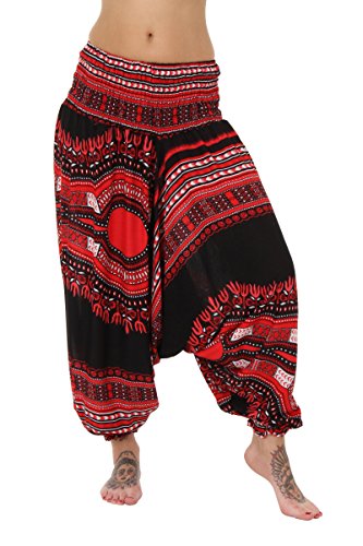Pantalones-de-un-harn-Baggy-Drop-entrepierna-Dashiki-diseos-African-4-Red-Talla-nica-0