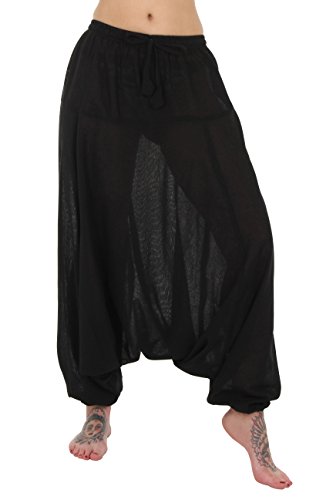 Pantalones-de-un-harn-Baggy-Drop-entrepierna-Plain-multicolor-negro-S-0