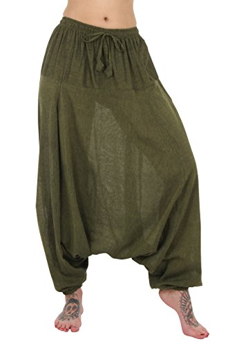 Pantalones-de-un-harn-Baggy-Drop-entrepierna-Plain-multicolor-verde-oliva-S-0-0